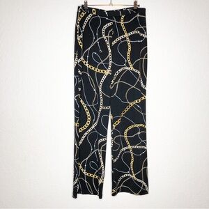 Frank Lyman Design black gold chain print pull on pants size 10